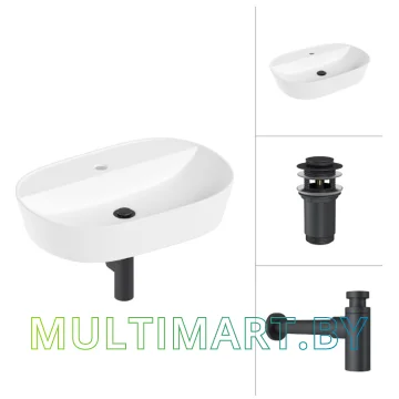 Умывальник Lauter 21460-60 (клапан 21190B + сифон 21635B, черный матовый)